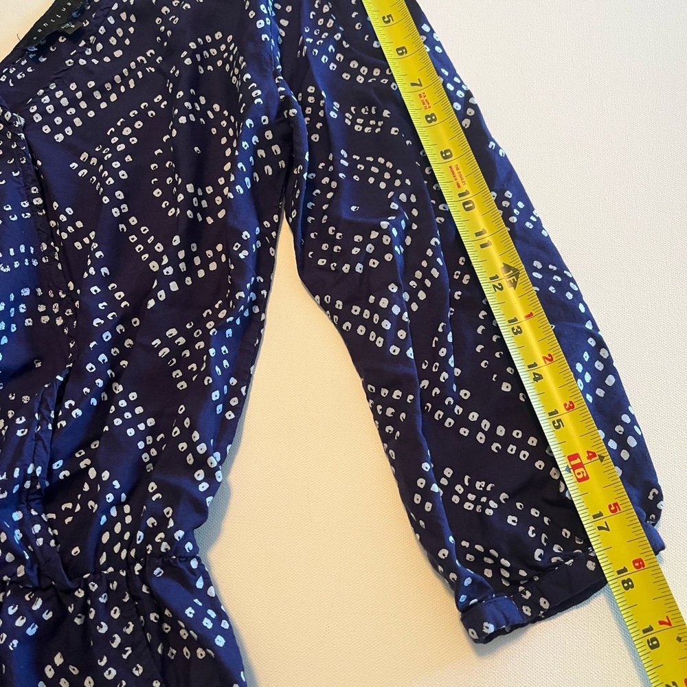 Sanctuary Women's Navy and White Geometric Romper Tie-Back Small - Picture 8 of 14